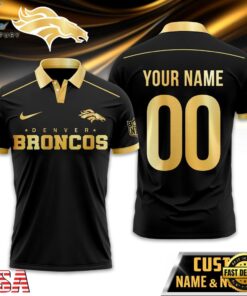 Custom Name Number Denver Broncos NFL Black And Gold Polo Shirt