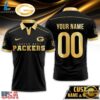 Custom Name Number Green Bay Packers NFL Black And Gold Polo Shirt