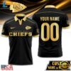 Custom Name Number Kansas City Chiefs NFL Black And Gold Polo Shirt