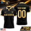 Custom Name Number Las Vegas Raiders NFL Black And Gold Polo Shirt