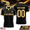 Custom Name Number Minnesota Vikings NFL Black And Gold Polo Shirt