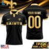 Custom Name Number New Orleans Saints NFL Black And Gold Polo Shirt