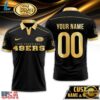 Custom Name Number San Francisco 49ers NFL Black And Gold Polo Shirt