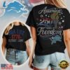 Detroit Lions NFL 250 Years Independence Day Rhinestone Dot Unisex 3D Shirt