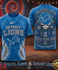 Detroit Lions NFL Peace Love Greateful Dead Special New 3D Shirt