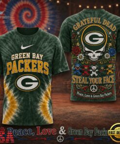 Green Bay Packers NFL Peace Love Greateful Dead Special New 3D Shirt