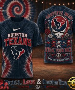 Houston Texans NFL Peace Love Greateful Dead Special New 3D Shirt