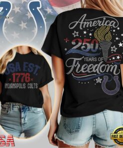 Indianapolis Colts NFL 250 Years Independence Day Rhinestone Dot Unisex 3D Shirt
