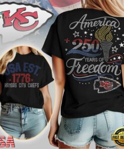 Kansas City Chiefs NFL 250 Years Independence Day Rhinestone Dot Unisex 3D Shirt