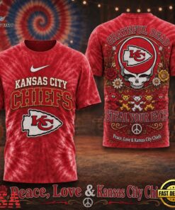 Kansas City Chiefs NFL Peace Love Greateful Dead Special New 3D Shirt