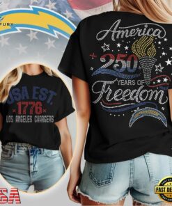 Los Angeles Chargers NFL 250 Years Independence Day Rhinestone Dot Unisex 3D Shirt