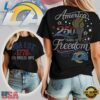 Los Angeles Rams NFL 250 Years Independence Day Rhinestone Dot Unisex 3D Shirt