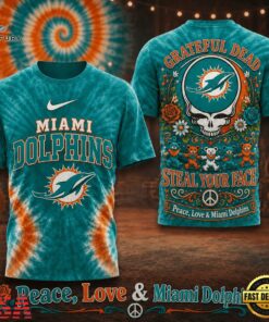Miami Dolphins NFL Peace Love Greateful Dead Special New 3D Shirt