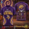 Minnesota Vikings NFL Peace Love Greateful Dead Special New 3D Shirt