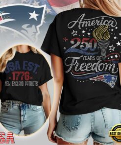 New England Patriots NFL 250 Years Independence Day Rhinestone Dot Unisex 3D Shirt