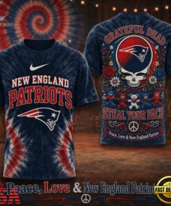 New England Patriots NFL Peace Love Greateful Dead Special New 3D Shirt
