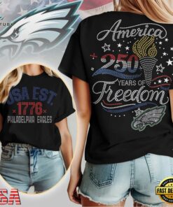 Philadelphia Eagles NFL 250 Years Independence Day Rhinestone Dot Unisex 3D Shirt