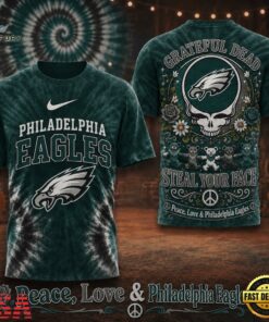 Philadelphia Eagles NFL Peace Love Greateful Dead Special New 3D Shirt