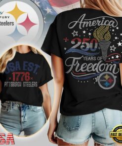 Pittsburgh Steelers NFL 250 Years Independence Day Rhinestone Dot Unisex 3D Shirt