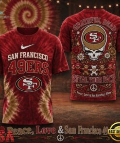 San Francisco 49ers NFL Peace Love Greateful Dead Special New 3D Shirt