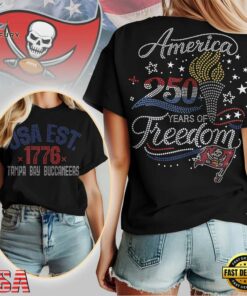 Tampa Bay Buccaneers NFL 250 Years Independence Day Rhinestone Dot Unisex 3D Shirt