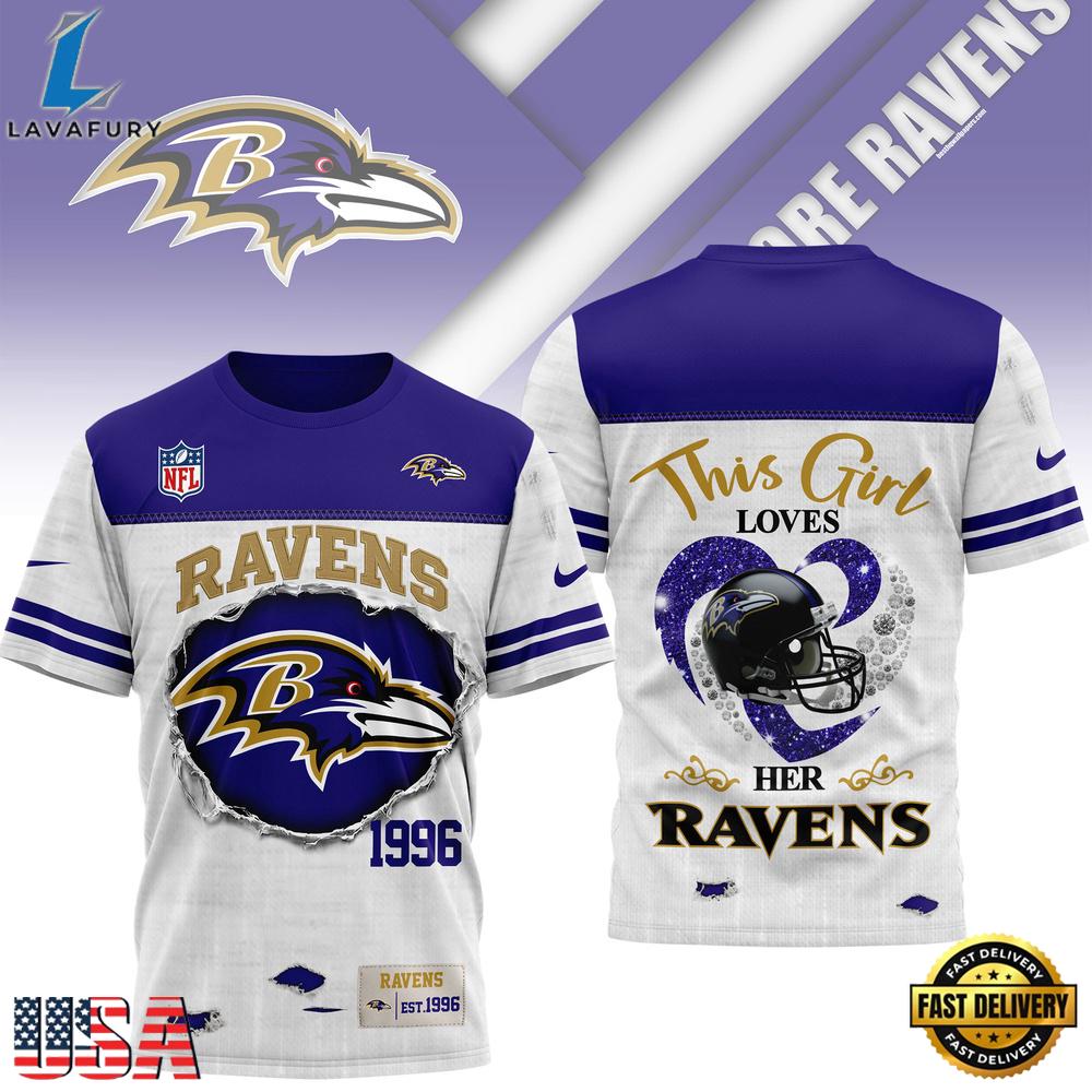 Baltimore Ravens NHL This Girl Love All Over Print T Shirt Baltimore Ravens NHL This Girl Love All Over Print T Shirt
