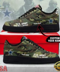 Custom Name Dallas Cowboys NFL US Army Air Force 1 Shoes For Fans