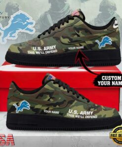 Custom Name Detroit Lions NFL US Army Air Force 1 Shoes For Fans