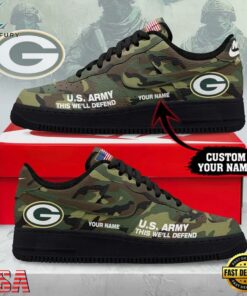 Custom Name Green Bay Packers NFL US Army Air Force 1 Shoes For Fans