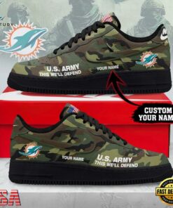 Custom Name Miami Dolphins NFL US Army Air Force 1 Shoes For Fans