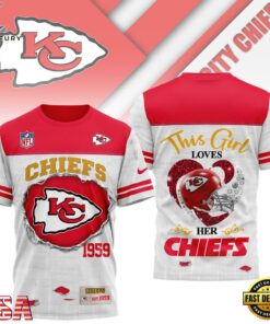 Kansas City Chiefs NHL Girl Heart & Helmet 3D T-Shirt For Fans