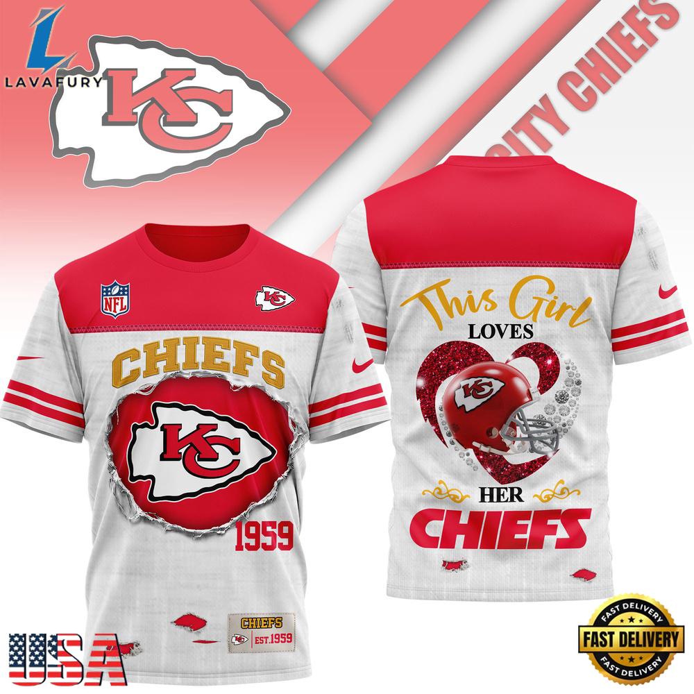 Kansas City Chiefs NHL This Girl Love All Over Print T Shirt Kansas City Chiefs NHL This Girl Love All Over Print T Shirt