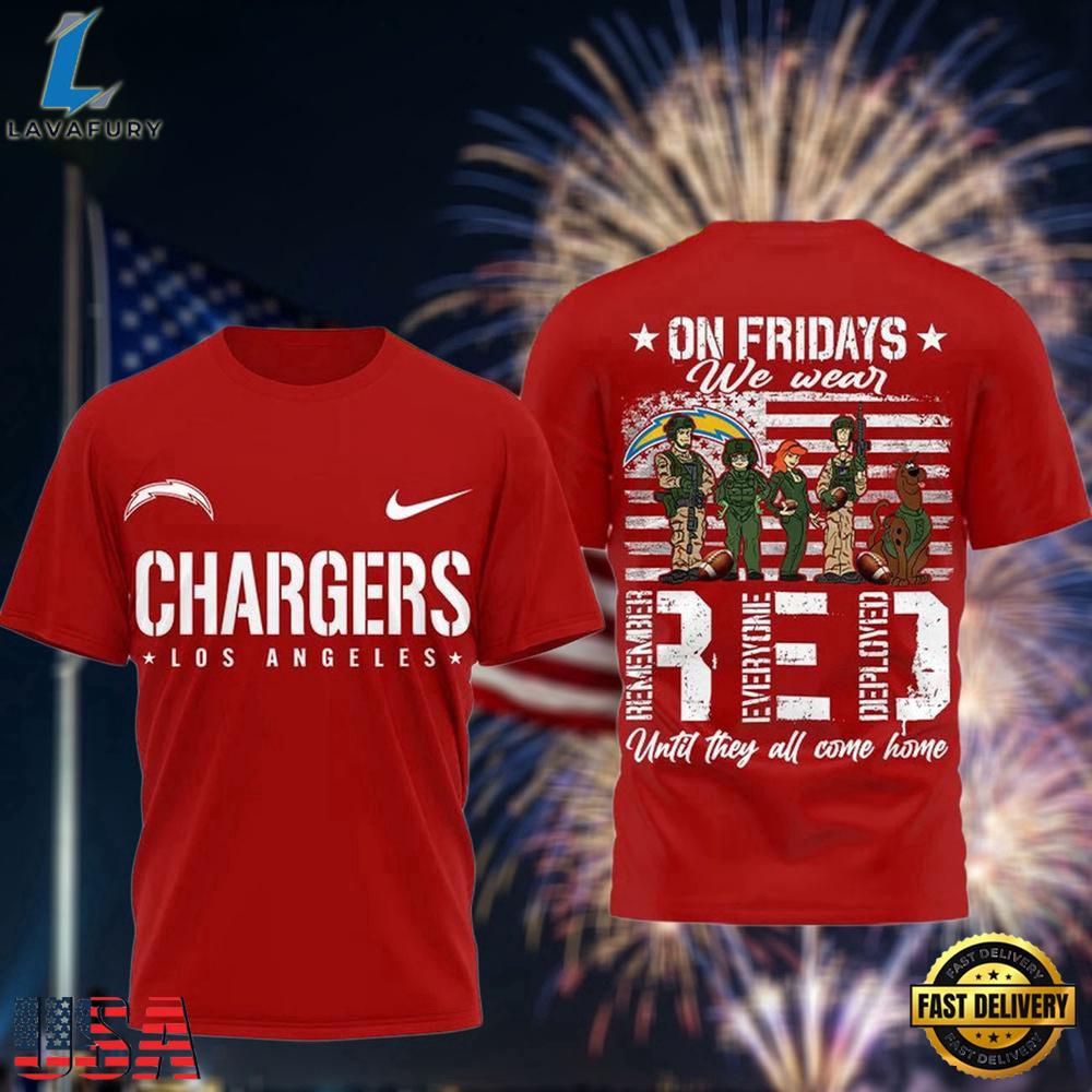 Los Angeles Chargers Scooby-Doo Red Friday Military 2026 All Over Print T Shirt Los Angeles Chargers Scooby-Doo Red Friday Military 2026 All Over Print T Shirt
