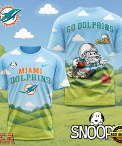 Miami Dolphins NFL Snoopy Touchdown 3D T-Shirt