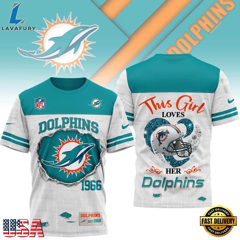Miami Dolphins NHL This Girl Love All Over Print T Shirt Miami Dolphins NHL This Girl Love All Over Print T Shirt
