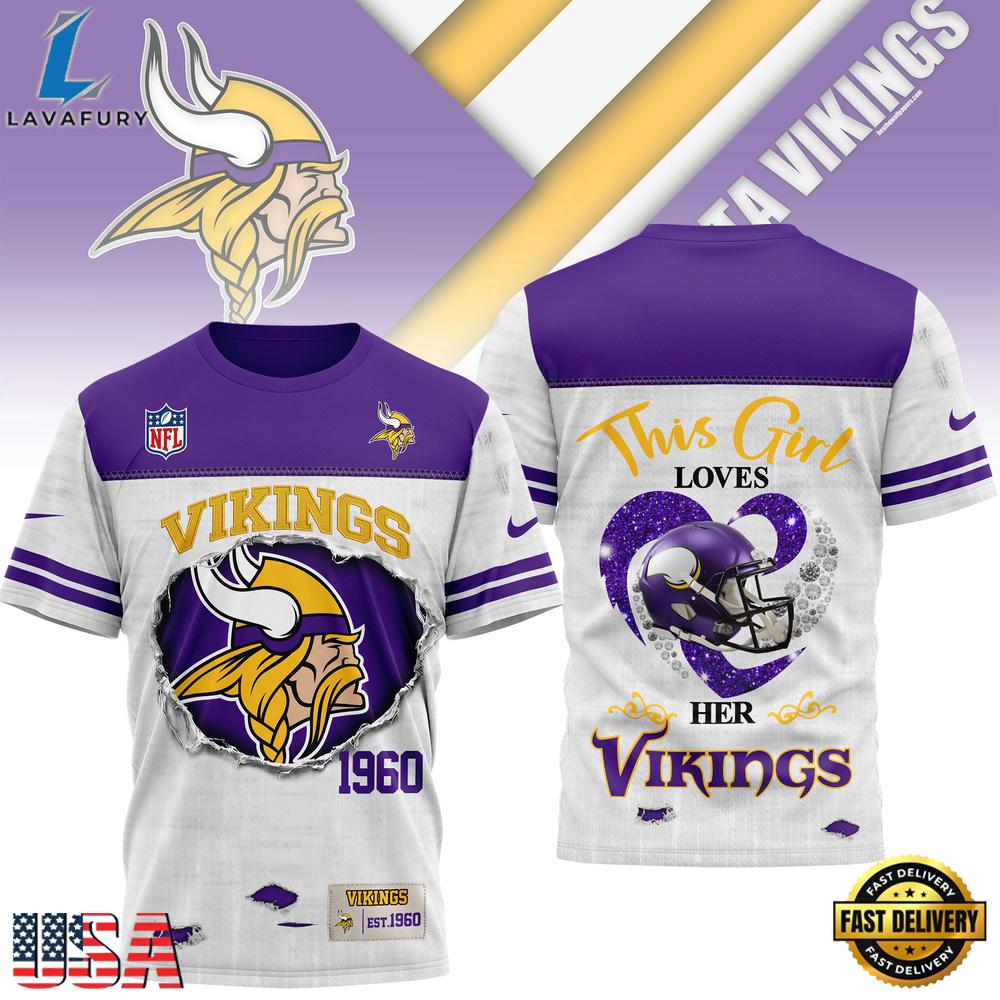 Minnesota Vikings NHL This Girl Love All Over Print T Shirt Minnesota Vikings NHL This Girl Love All Over Print T Shirt