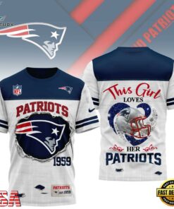 New England Patriots NHL Girl Heart & Helmet 3D T-Shirt For Fans