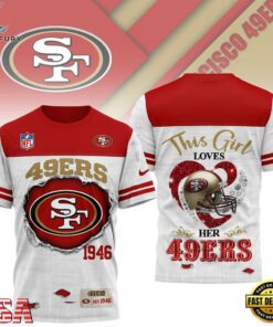 San Francisco 49ers NHL Girl Heart & Helmet 3D T-Shirt For Fans