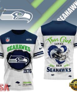 Seattle Seahawks NHL Girl Heart & Helmet 3D T-Shirt For Fans