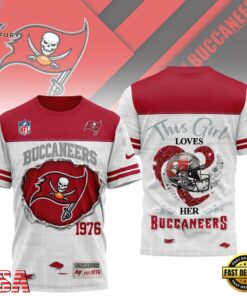 Tampa Bay Buccaneers NHL Girl Heart & Helmet 3D T-Shirt For Fans