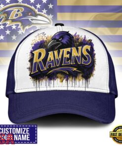 Custom Name Baltimore Ravens NFL Graffiti Team Baseball Cap