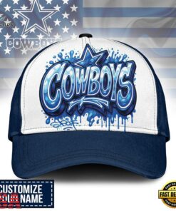 Custom Name Dallas Cowboys NFL Graffiti Team Baseball Cap
