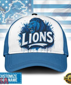 Custom Name Detroit Lions NFL Graffiti Team Baseball Cap