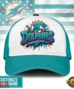 Custom Name Miami Dolphins NFL Graffiti Team Baseball Cap