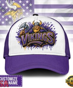 Custom Name Minnesota Vikings NFL Graffiti Team Baseball Cap