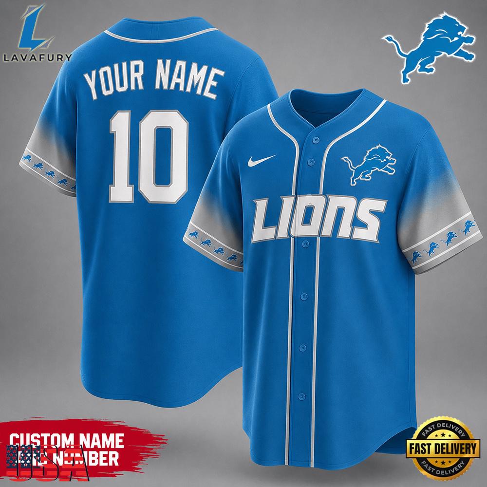 Detroit Lions NFL New 2026 Version Custom Name Number Baseball Jersey Detroit Lions NFL New 2026 Version Custom Name Number Baseball Jersey