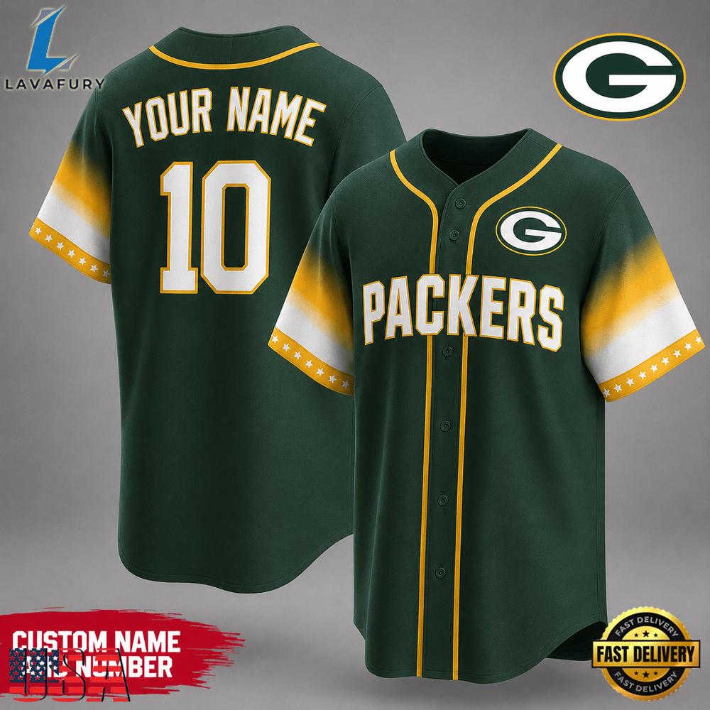 Green Bay Packers NFL New 2026 Version Custom Name Number Baseball Jersey Green Bay Packers NFL New 2026 Version Custom Name Number Baseball Jersey