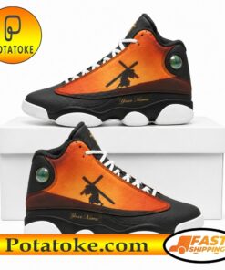 Jesus Carrying Cross Silhouette Basketball Shoes Inside
