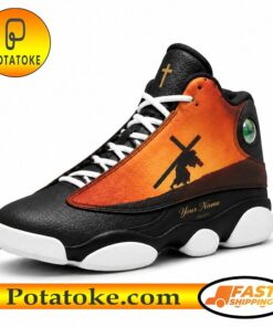 Jesus Carrying Cross Silhouette Basketball Shoes Outside