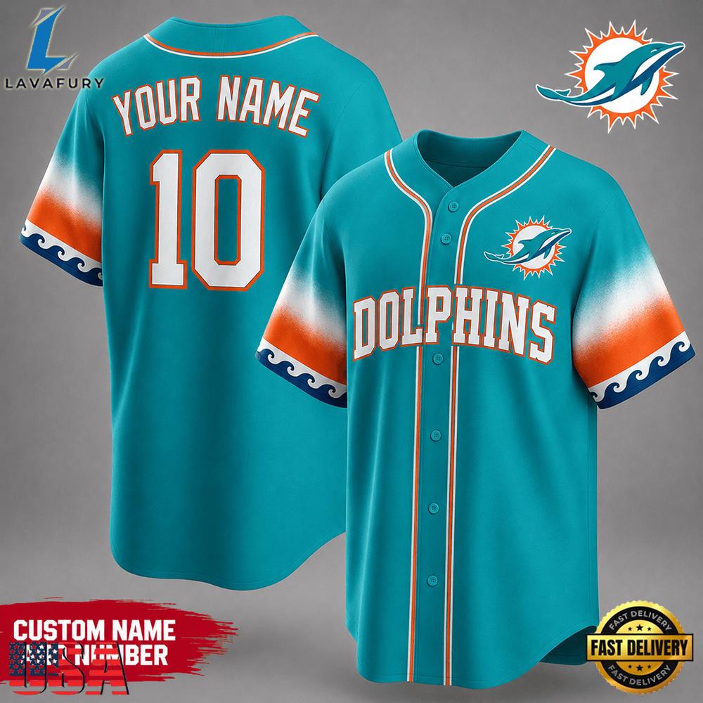 Miami Dolphins NFL New 2026 Version Custom Name Number Baseball Jersey Miami Dolphins NFL New 2026 Version Custom Name Number Baseball Jersey